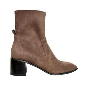Jeffrey Campbell Jerem Ankle Boots Brown Faux Suede Chunky Heel Square Toe Y2K